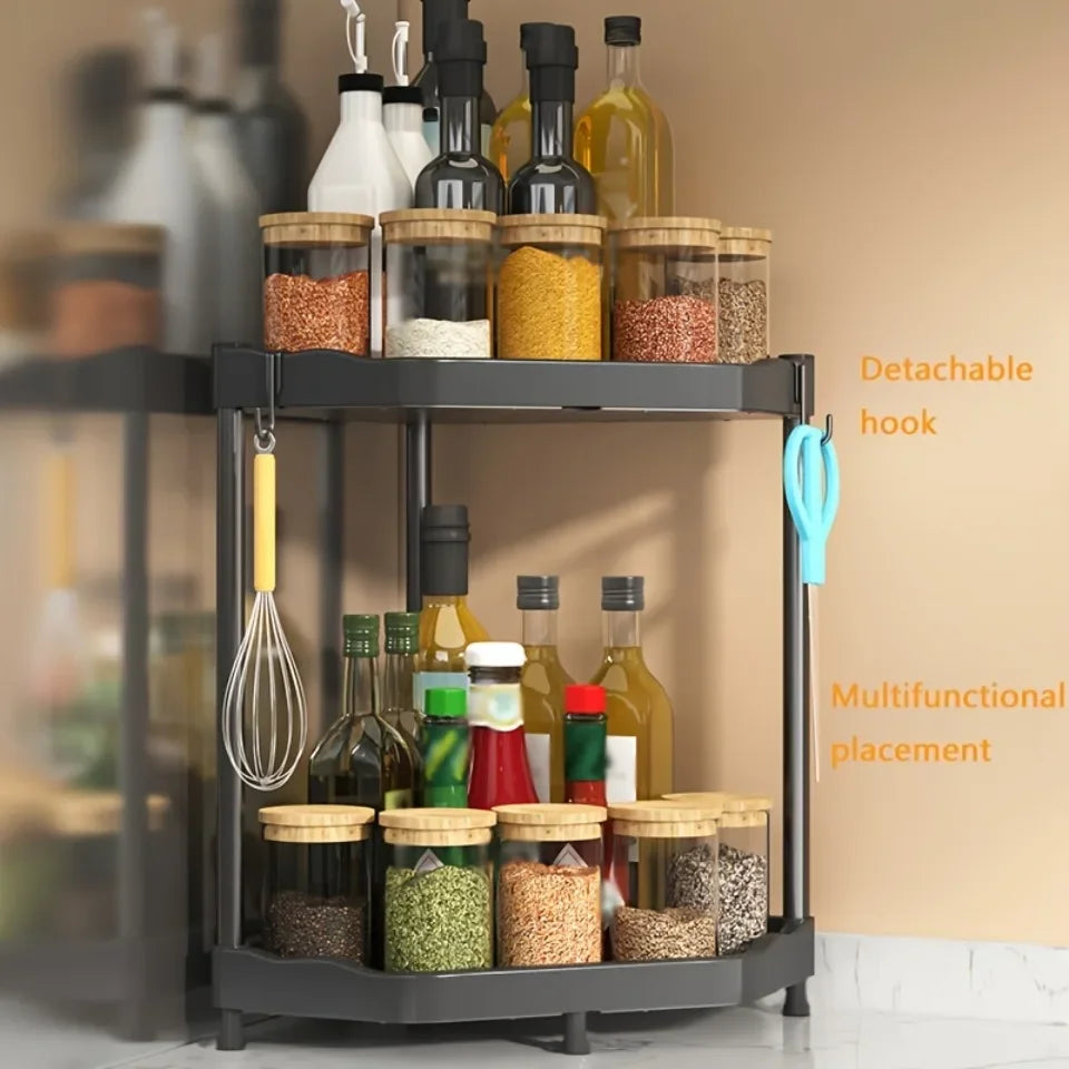 Kitchen Seasoning Shelf Spice Countertop Corner Stands Easy To Clean Space Saving Chopstick Organizer Housewear & Furnishings