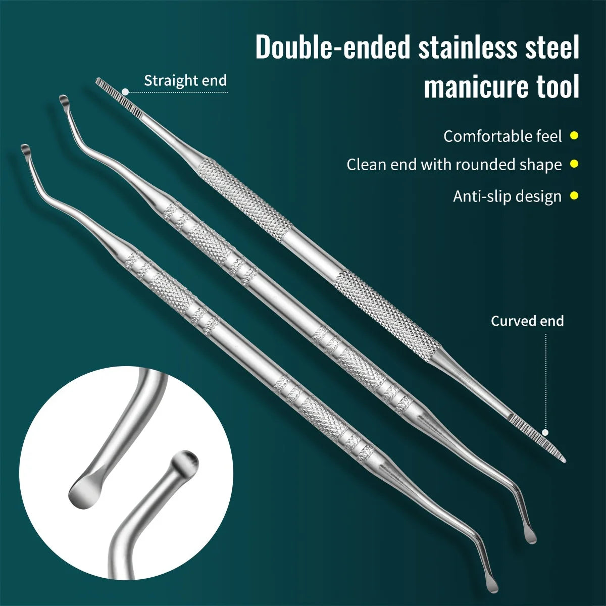 Professional 3-Piece Pedicure Tools - Nail Groove Cleaner, Nail File, And Toenail Lifter - Anti-Slip Design For Safe Nail Care