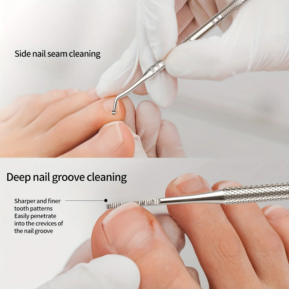 Professional 3-Piece Pedicure Tools - Nail Groove Cleaner, Nail File, And Toenail Lifter - Anti-Slip Design For Safe Nail Care