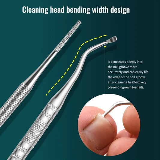 Professional 3-Piece Pedicure Tools - Nail Groove Cleaner, Nail File, And Toenail Lifter - Anti-Slip Design For Safe Nail Care