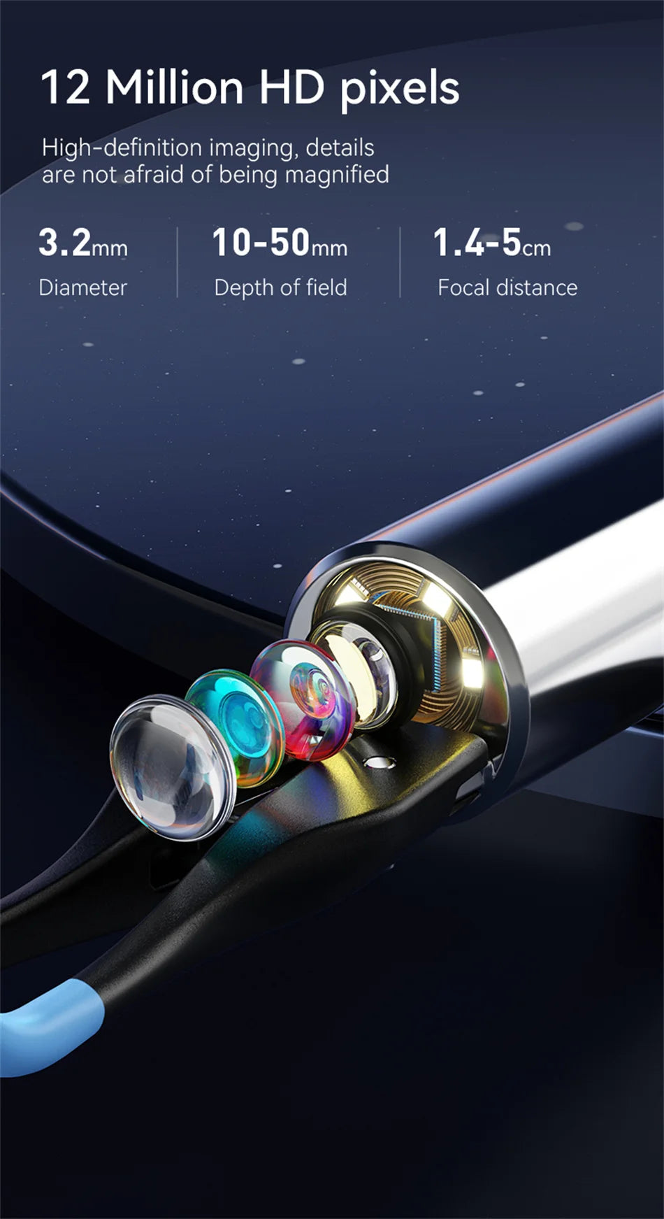 Ear Wax Removal Tool with 12MP Camera Ear Cleaner Omnidirectional Tweezers Wireless Earwax Remove Tool with 6 Ear Spoon Ear Care