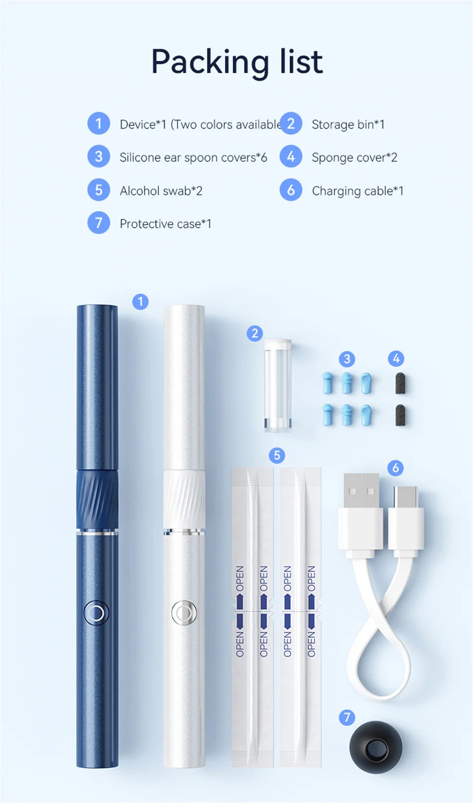 Ear Wax Removal Tool with 12MP Camera Ear Cleaner Omnidirectional Tweezers Wireless Earwax Remove Tool with 6 Ear Spoon Ear Care