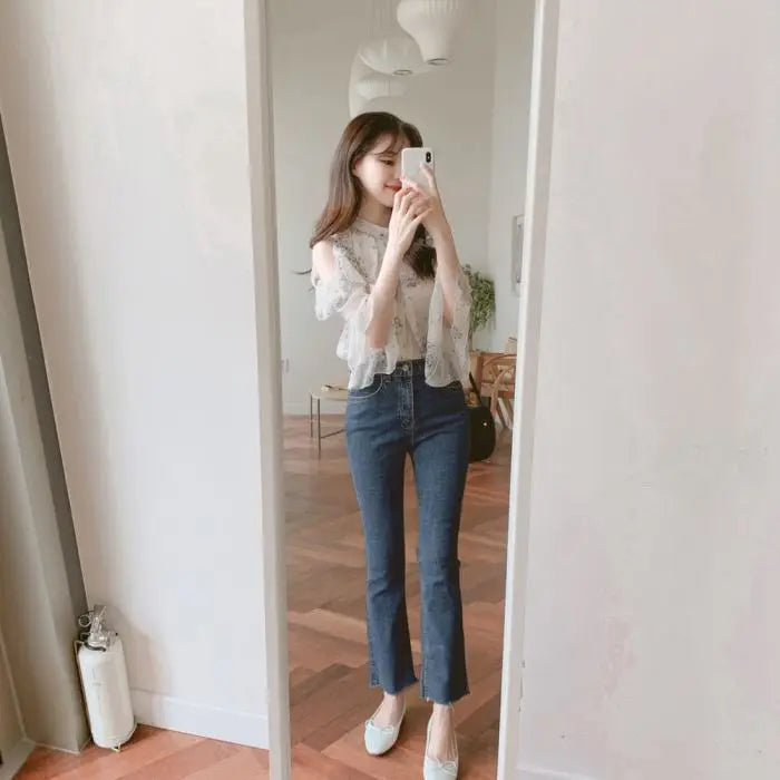 Fashion Woman Off Shoulder Blouse Shirts For Women Stylish Top long Sleeve Female Tops Elegant Chiffon Mujer Woman Clothes