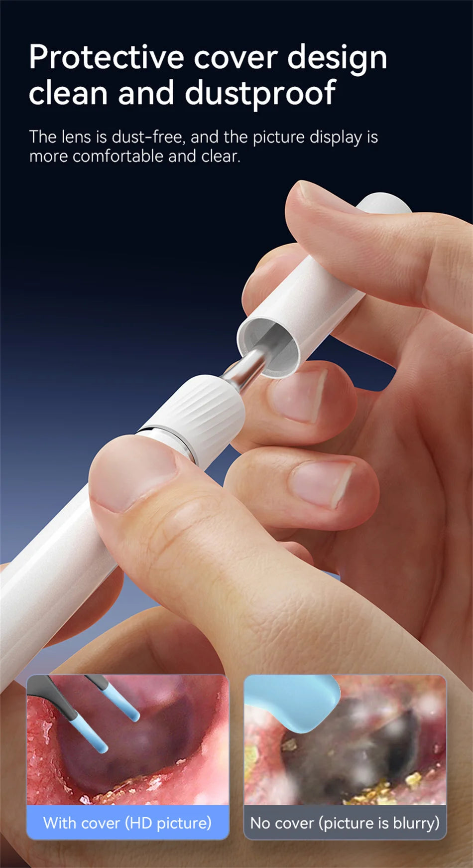 Ear Wax Removal Tool with 12MP Camera Ear Cleaner Omnidirectional Tweezers Wireless Earwax Remove Tool with 6 Ear Spoon Ear Care