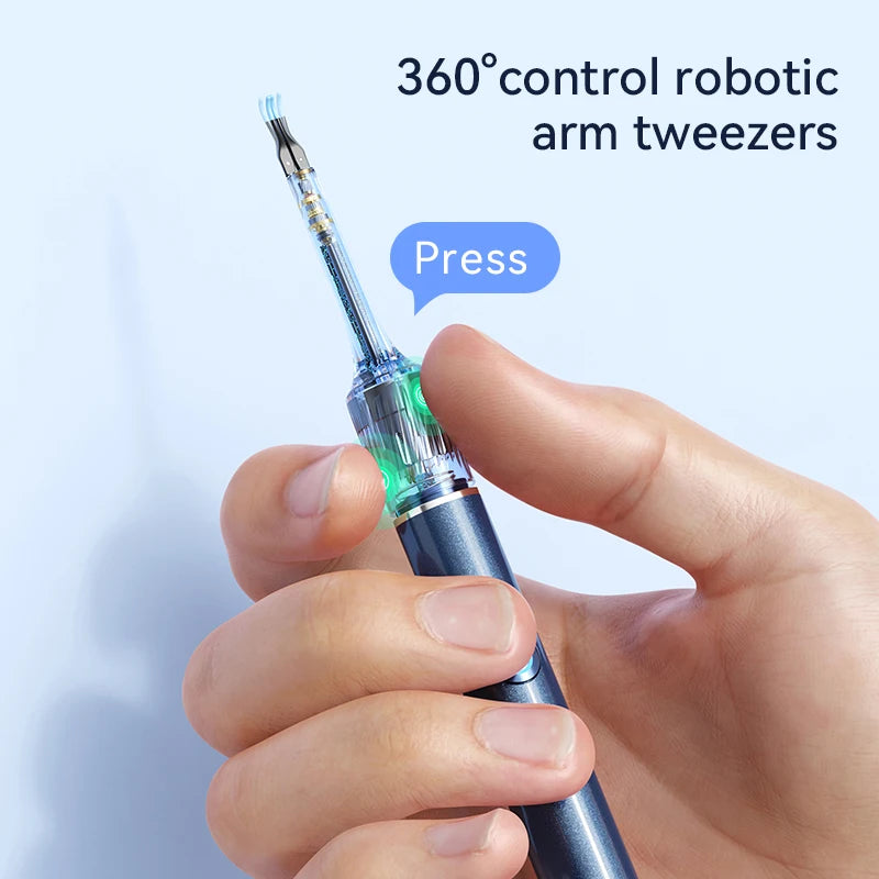 Ear Wax Removal Tool with 12MP Camera Ear Cleaner Omnidirectional Tweezers Wireless Earwax Remove Tool with 6 Ear Spoon Ear Care