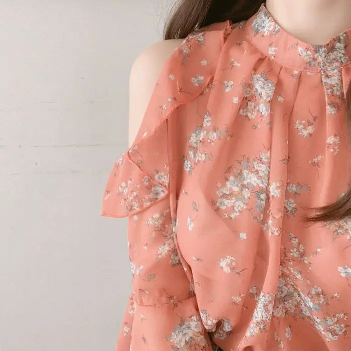 Fashion Woman Off Shoulder Blouse Shirts For Women Stylish Top long Sleeve Female Tops Elegant Chiffon Mujer Woman Clothes